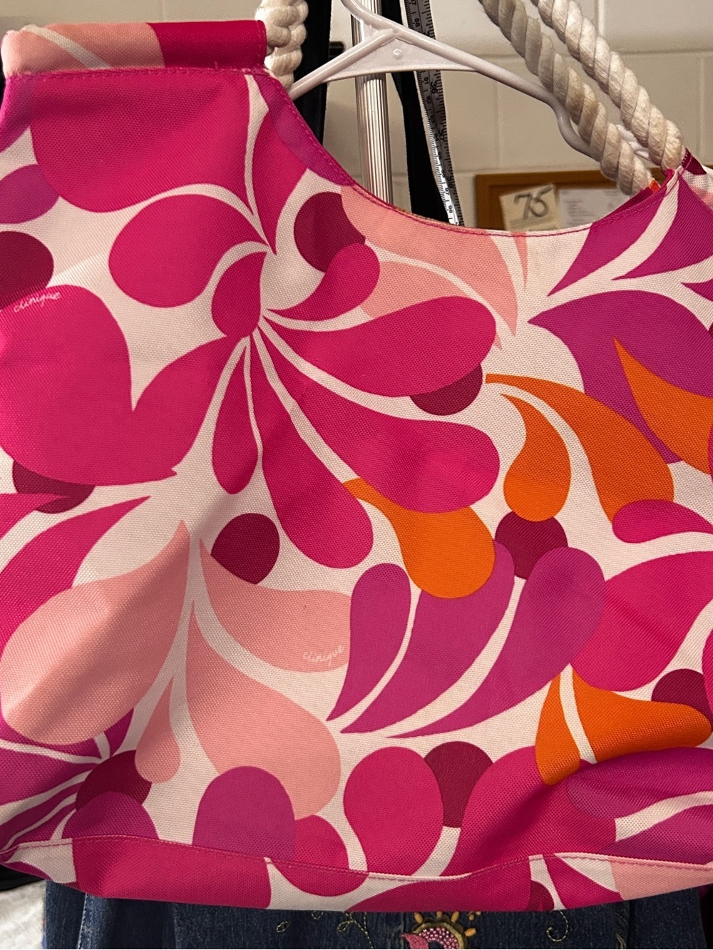 Clinique Bright Pink & Orange Floral Canvas Tote